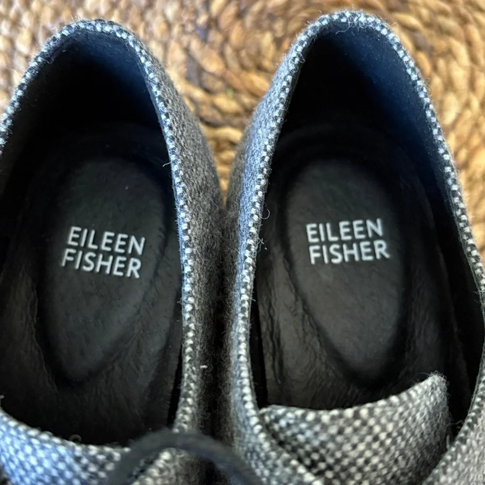 Eileen Fisher Tweed Oxford Lace Up Platform Shoes 8.5